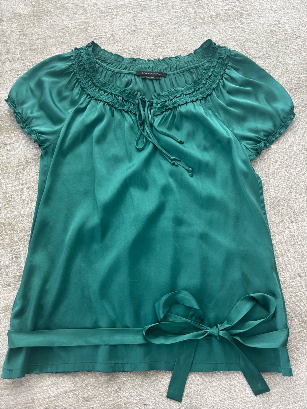 Silky Teal Green Blouse with 0ptional Hip Tie
